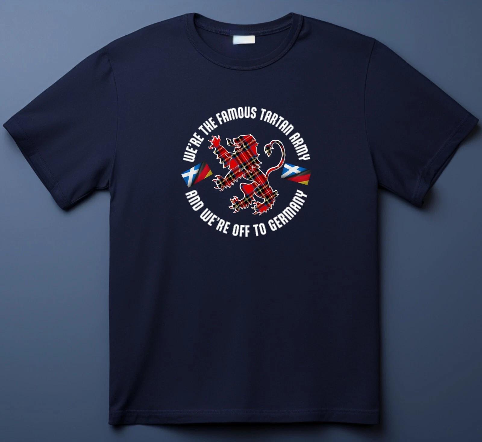 We re the Famous Tartan and We re off to Germany T-Shirt - Scotland 2024 Tee L
