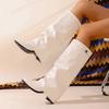 Winter Pointed Leather Comfortable Anti Slip Casual Motorcycle Boots Fashionable New Sexy Plus Size Knight Boots for Women