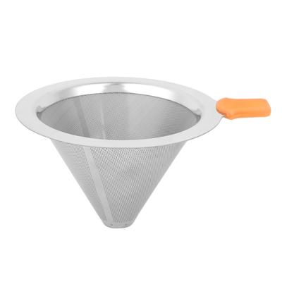 Coffee Maker Drip Filter Double Layer Stainless Steel Reusable Coffee Funnel for 1?2 PeopleOrange