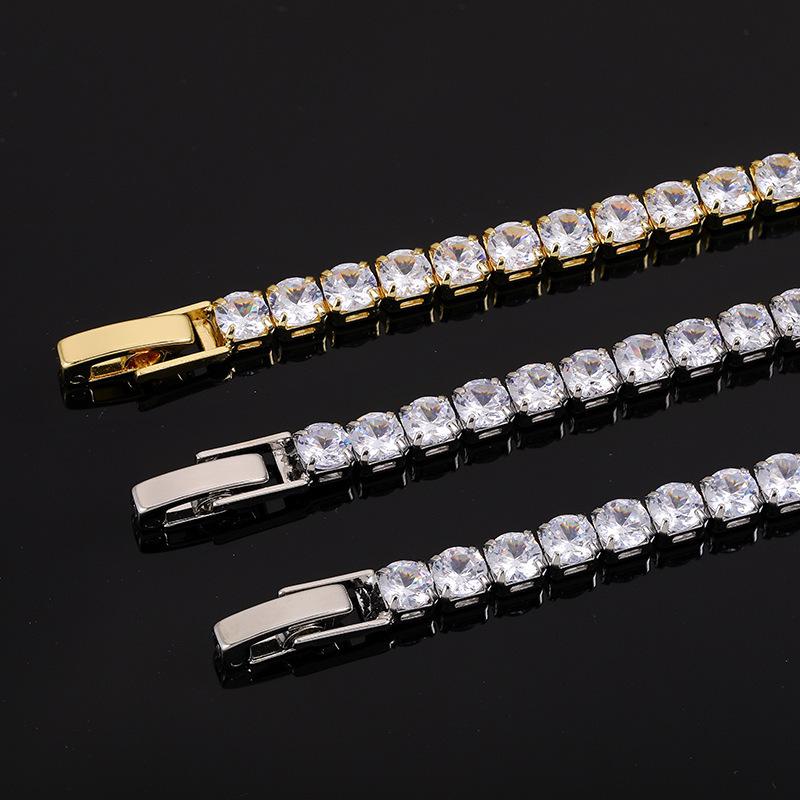 Women's Zircon Bling Hip Hop Bracelet - Electroplated Round Tennis Bangle