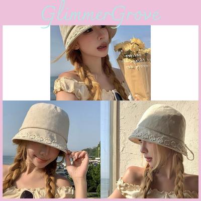 Floral Embroidery Cotton Linen Summer Wide Brim Sunhat For Women