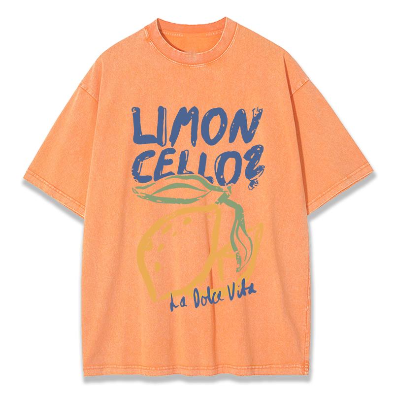 Lemon Cellos Creative Fruit Prints Washed TShirt Women Cotton Tops ONeck Comfortable Distressed T Shirts Summer Womans Clothes