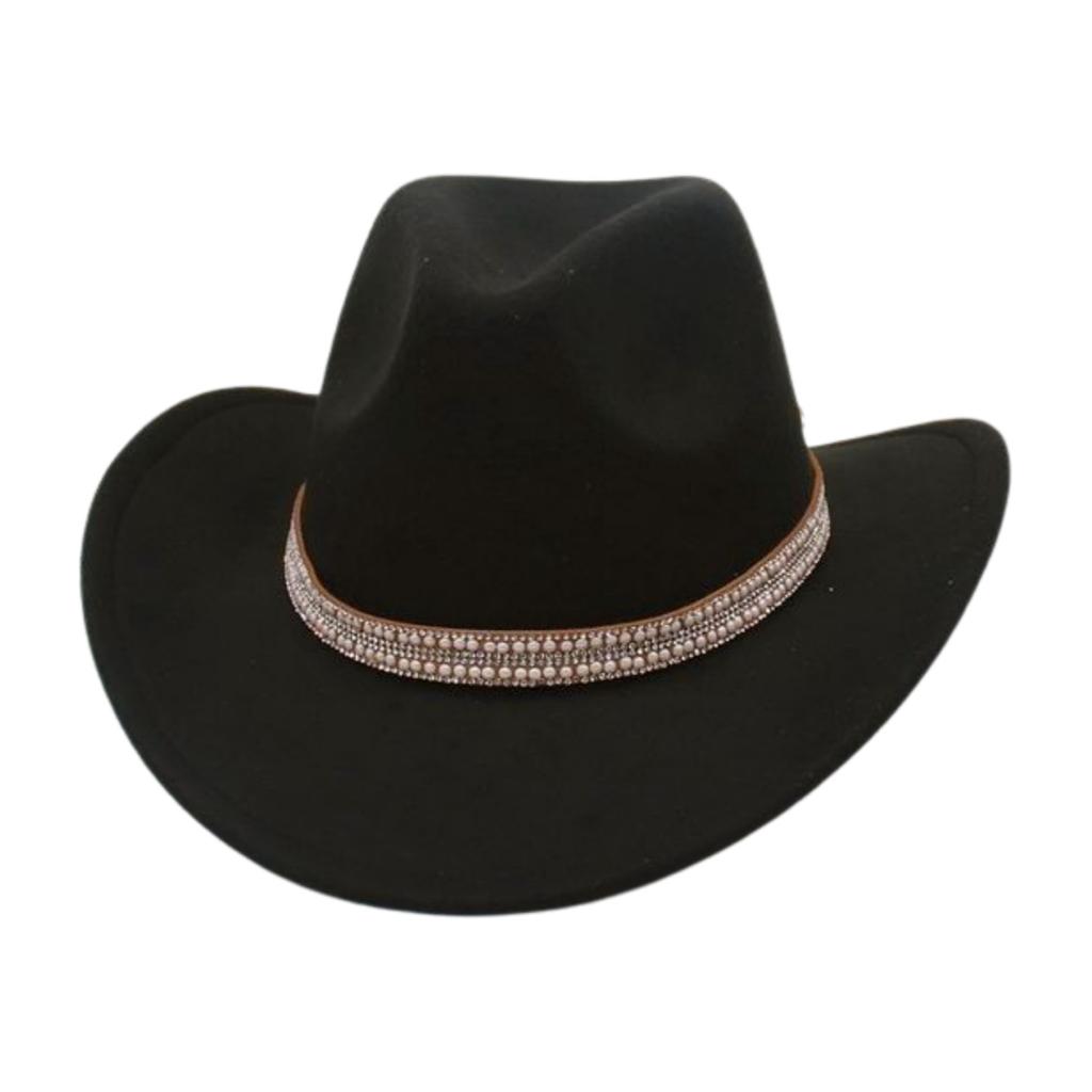 British Jazz Hat Men'S And Women'S High-End Flash Rhinestone Accessory Hat Cowboy Hat