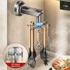 Kitchen Suction Wall-mounted Multi-functional Storage Rack, with Integrated Storage Featuring No-drilling and Rotatable Hooks