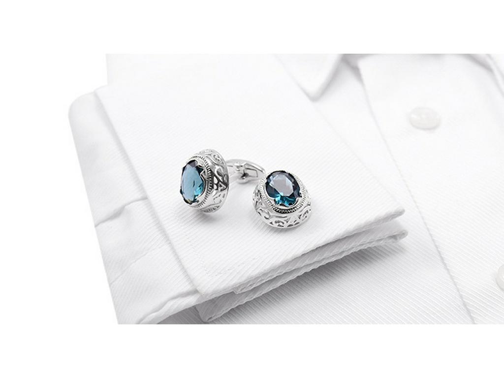 Savvas Men's Red Crystal Cufflinks & Women's Oval Glass Cufflinks Set