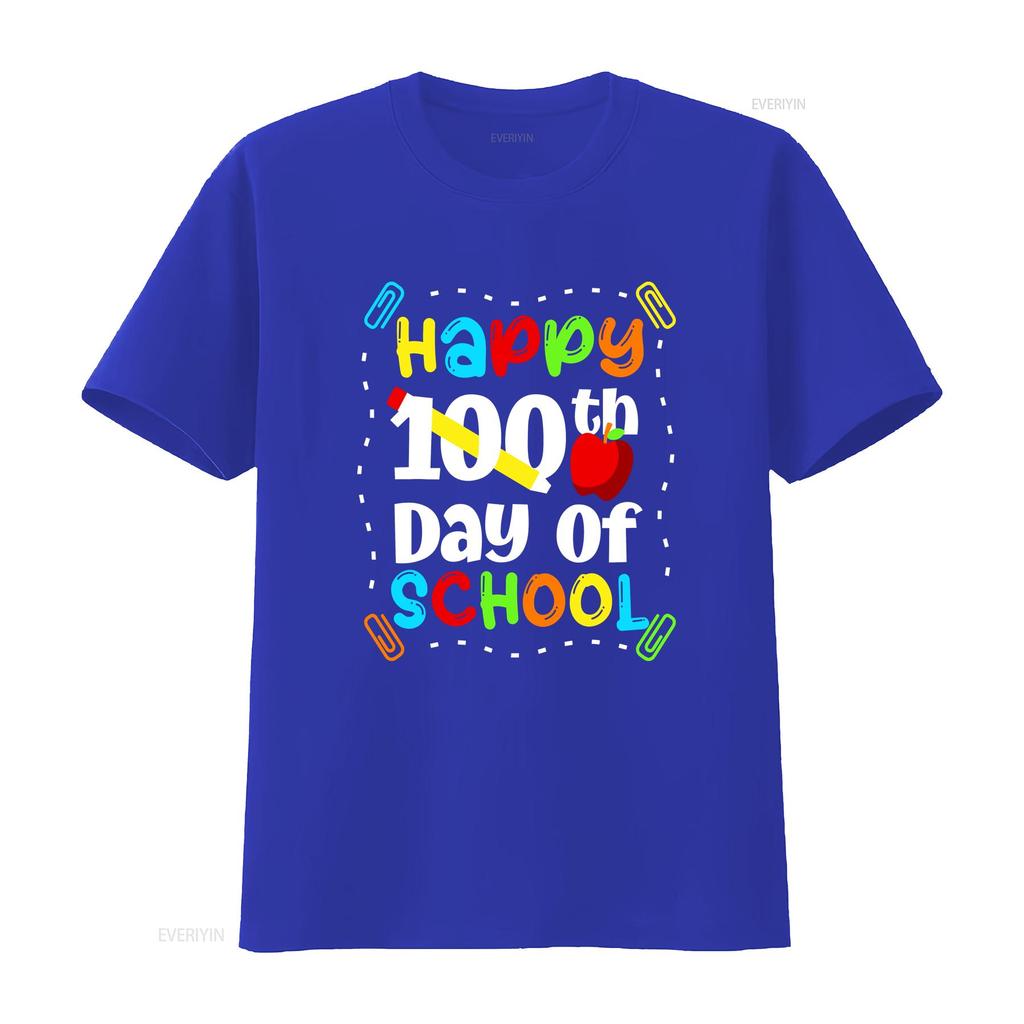 Glücklicher 100. Schultag T-Shirt Lehrer Jungen Mädchen 100 vintage Gewaschen Atmungsaktiv Bequem Weich mode Leicht