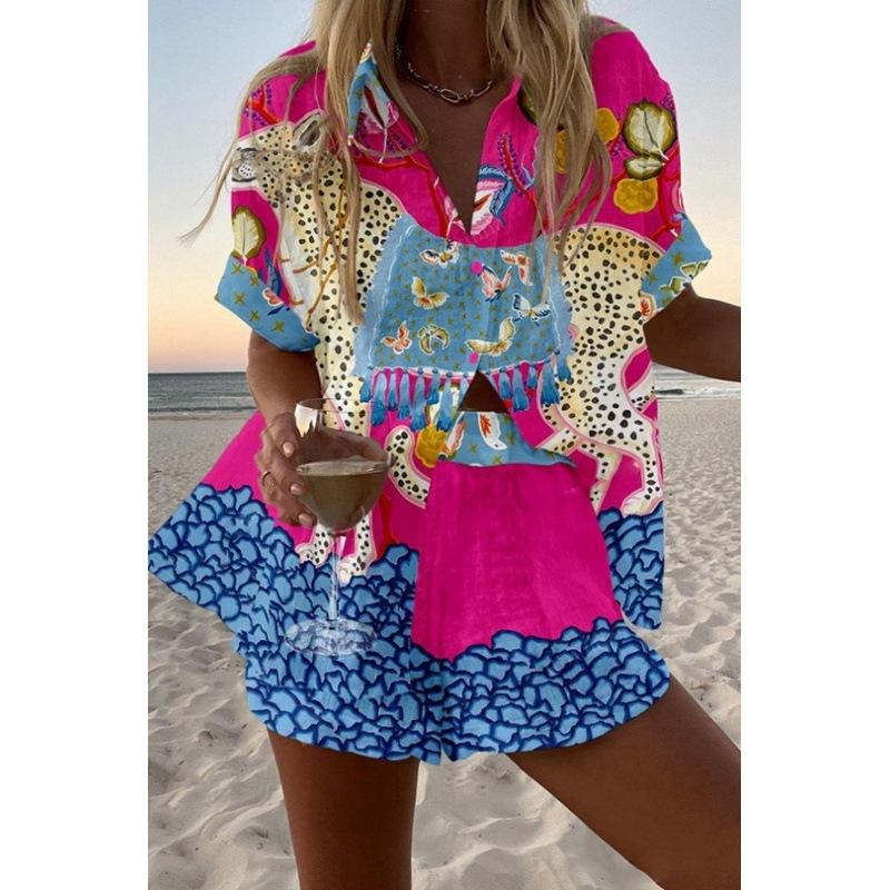 Popular Two-piece Set 1116 Summer Personality Bright Digital 1D Printing Women's Casual Suit
