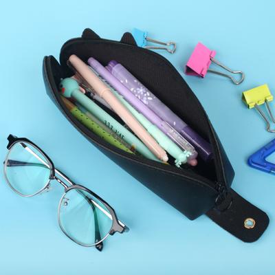 Stifttasche mit Cartoon-Katze-Motiv, Kunstleder, großes Fassungsvermögen, Reißverschluss, tragbar, für Jungen, Mädchen, Studenten, niedliche Tierform, Bleistift, Schreibwaren, Etui, Schulbedarf