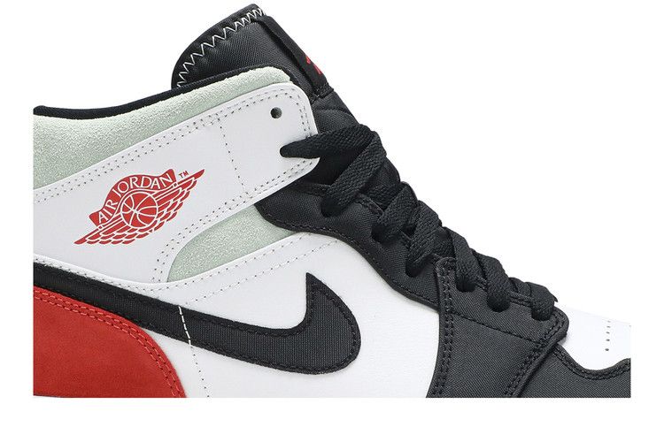 Men's Sneakers Nike Jordan 1 Mid SE Red Black Toe White/Black-Light Smoke Grey-Gym Red