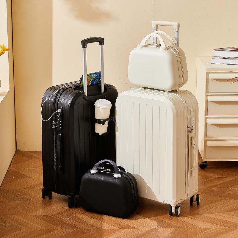 Women’s Durable Leather Trolley Suitcase: New Model, Mother-Child Carry-On with Lock
