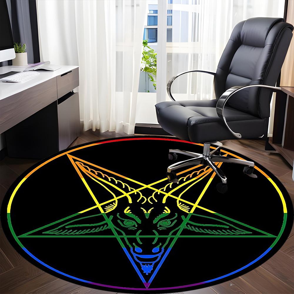 1pc Baphomet, Occult Office Round Area Rug, Under Office Chairs Bedroom Living Room Home Decor, Room Deco, Available in Various Sizes