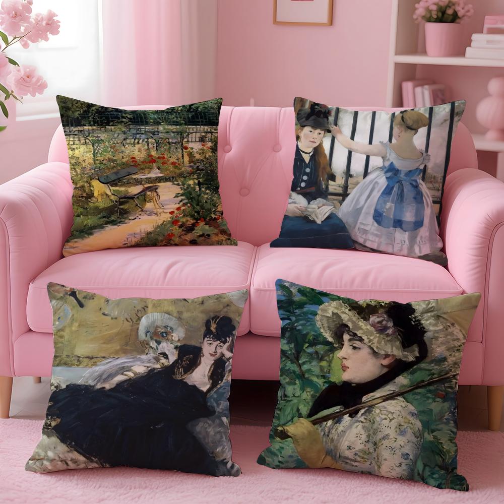 Impressionism EEdouard Manet Cushion Cover Pillow Case Ultra Soft Skin Friendly Fabric Cloud Like Comfort Concealed Zipper