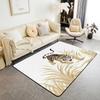 Japanese Samurai Cat Print Area Rug, Red Sun & Ancient City Design Non-Slip Floor Mat for Living Room Bedroom Home Decor Carpet