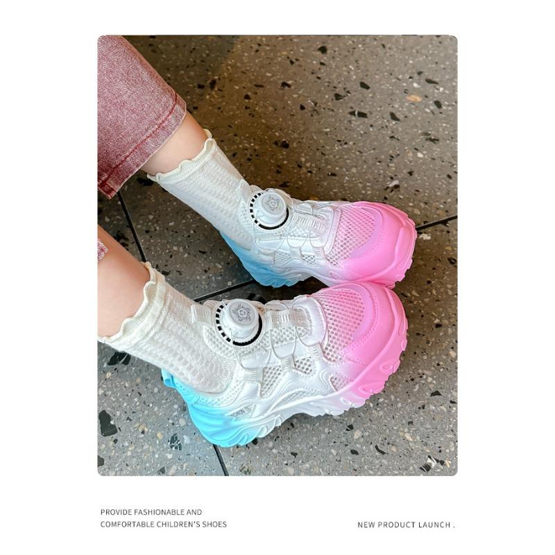 Dívčí boty Nové letní dětské boty s otočným knoflíkem Prodyšné síťované tenisky Pro velké dítě Tátovy boty