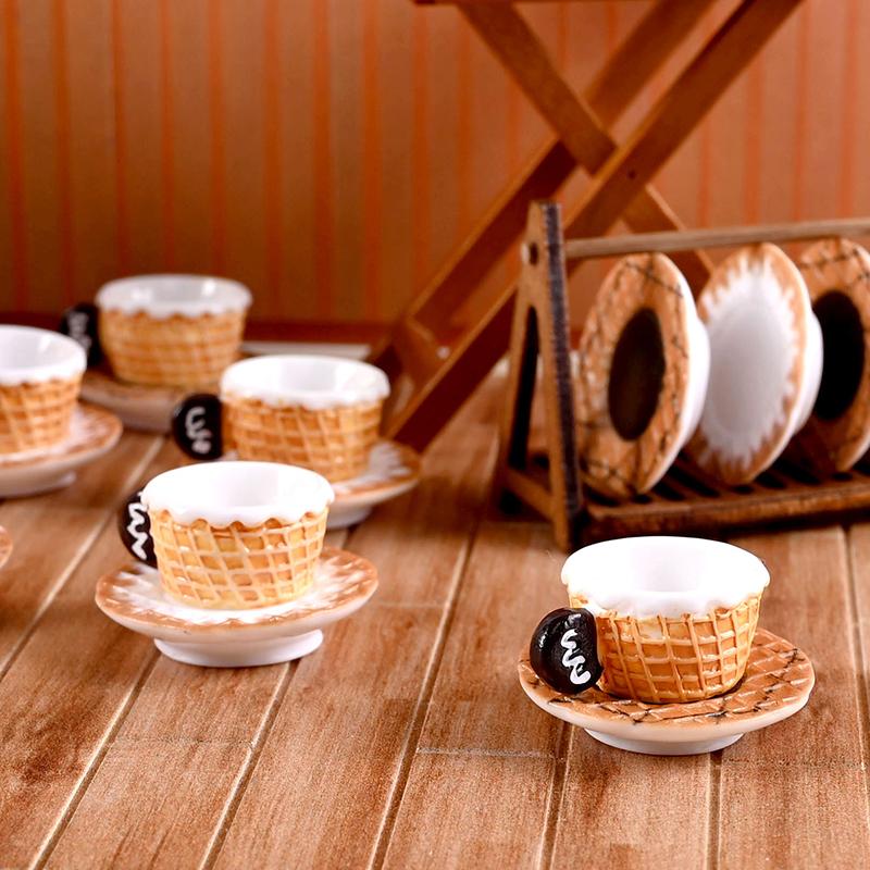 3Set Miniature Dollhouse Latte Coffee Mug Mini Cup Model Toys For Home Decor Accessories