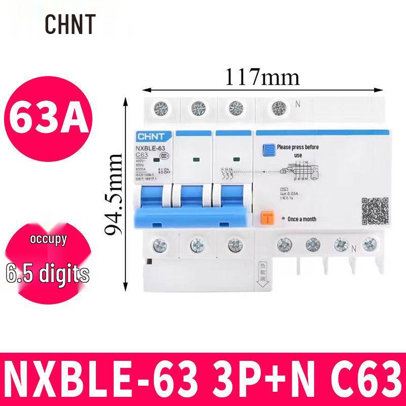Chint Leakage Protector Circuit Breaker: 2P, 1P3P+N, 4P with Leakage Protection (32A, 20A, 40A, 63A) Air Switch