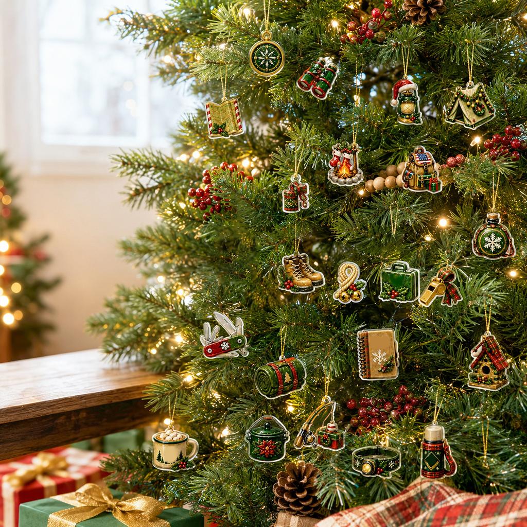 Christmas Advent Calendar Days Countdown with 2D Flat Hanging Ornaments for Holiday Decor