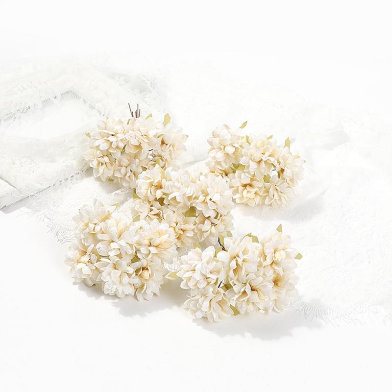 6Pcs 11Cm Artificial Flowers Silk Mini Carnation Wedding Handicraft Wreath Accessories Christmas Diy Home Decortion Scrapbooking