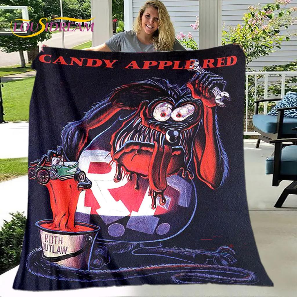 Funny Rat Fink Cartoon Soft Plush Blanket,Flannel Blanket Throw Blanket for Living Room Bedroom Bed Sofa Picnic Cover Bettdecke