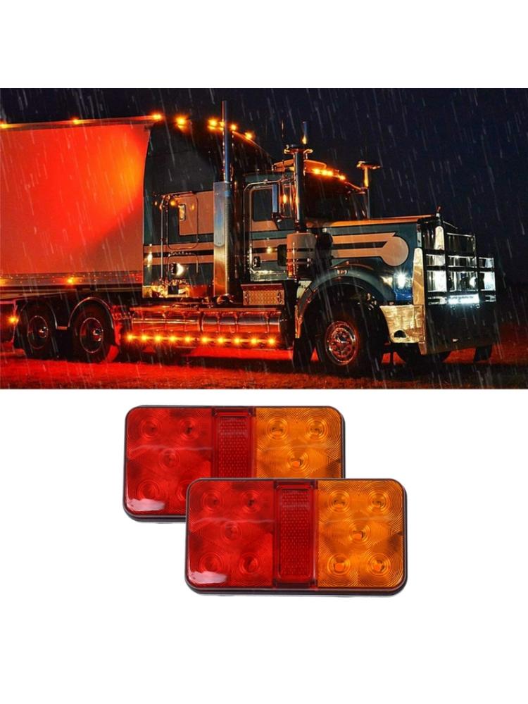 1 Pair 12V 10 LED Turn Signal Brake Running Tail Stop Light LED Trailer Tail Light Shockproof Amber Red Taillight Lamps