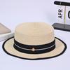 Summer New Versatile Flat Top Fashion Straw Hat Women's Sunscreen Premium Top Hat Outdoor Seaside Vacation