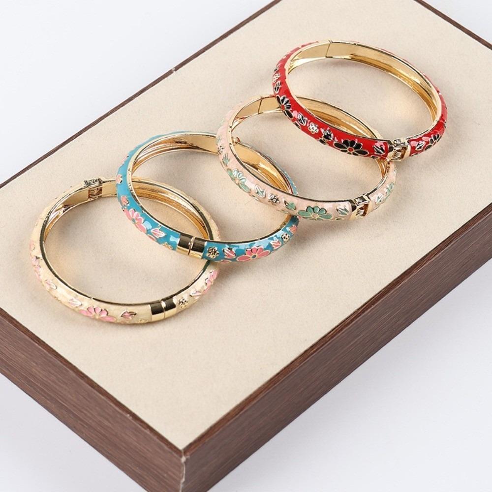 Colorful Vintage Cloisonne Bangle Traditional Women's Hand Bracelet Flower Bangle  Jewelry Gifts