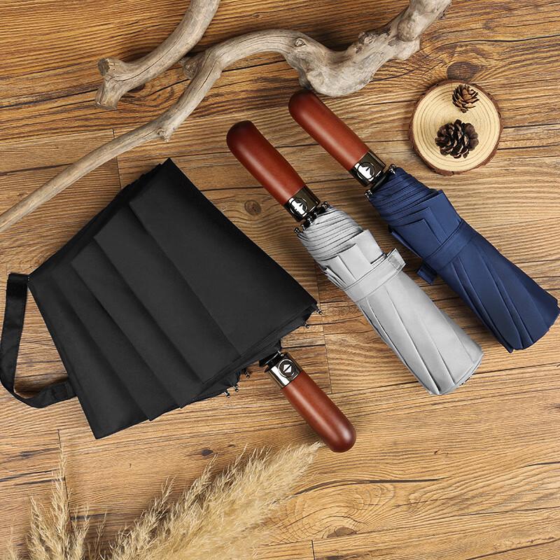 Nanqiao 10-Rib Fully Automatic Folding Umbrella with Wooden Handle