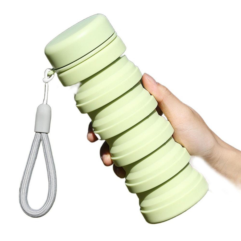 

500ML Folding Silicone Water Bottle Leak Proof Foldable Drinking Cup Cycling зелёный