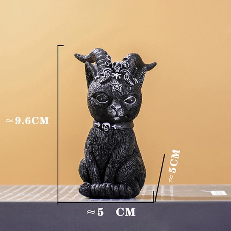 Demon Black Cat Decoration Ornament Halloween Small Black Cat Magic Cat Sculpture Holiday Decoration Home Decoration Ornament