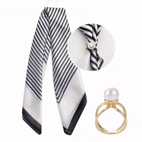 Faux Pearl Scarf Ring Silk Scarf Slide T-shirt Tie Clip Stylish Slide Ring