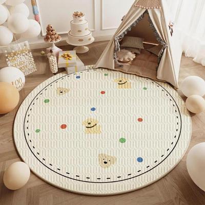Cartoon Round Rug, NonSlip Soft Mat, Kids Playroom, Living Room Carpet Puppy Fun 100