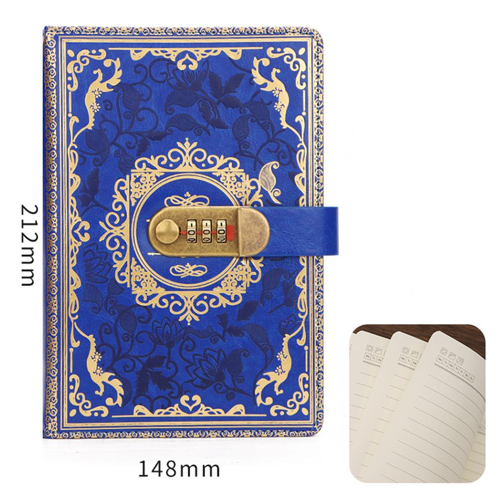 New A5 Retro Password Notebook With Lock Diary Book Student Notebook Vintage Notebook Sub-Password Lock Notebook Supplies