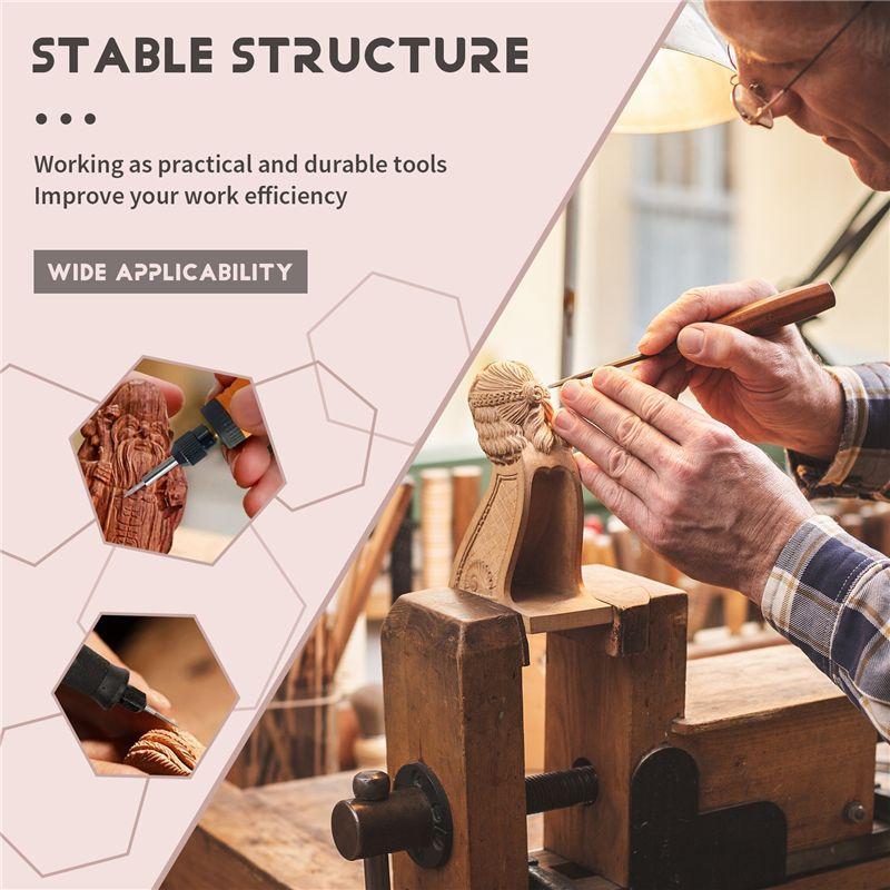 A84X-7Pc Wood Carving Tools,1/8Inch Shank HSS Engraving Drill Tool Wood Crafts Accessories With 4486 Chuck For Dremel Tool