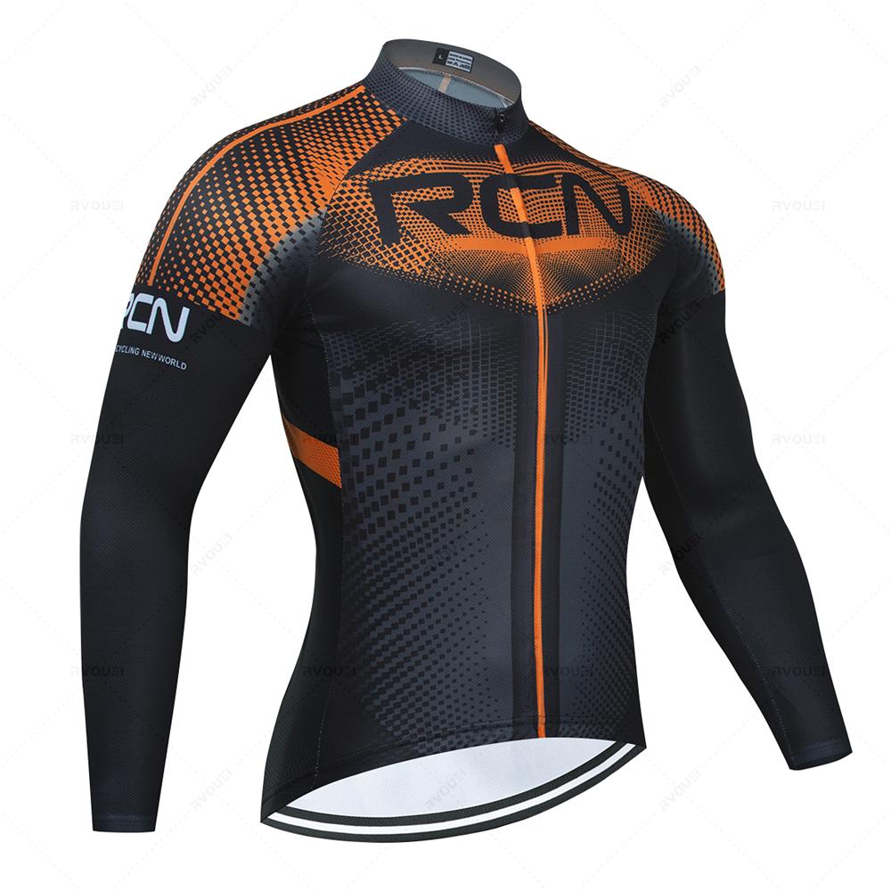 RCN Mens Autumn Long Sleeve New Racing MTB Spring Long Cycling Jersey Set Bike Cycling Bicycle Clothing Uniform Ropa Ciclismo