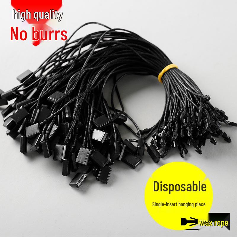 Universal Hanging Tag String for Clothing, Shoes, and Bags - Disposable, Single-Hole, Snap Button Design for Men’s, Women’s, and Kids' Items