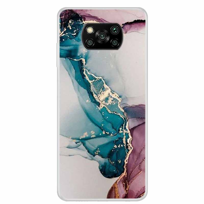 Phone Case For Xiaomi Poco X3 Pro Marble Patterns Back Cases Poco M6 Pro 4G F6 F5 F3 X6 X5 Transparent Soft Bumper Cover Fundas