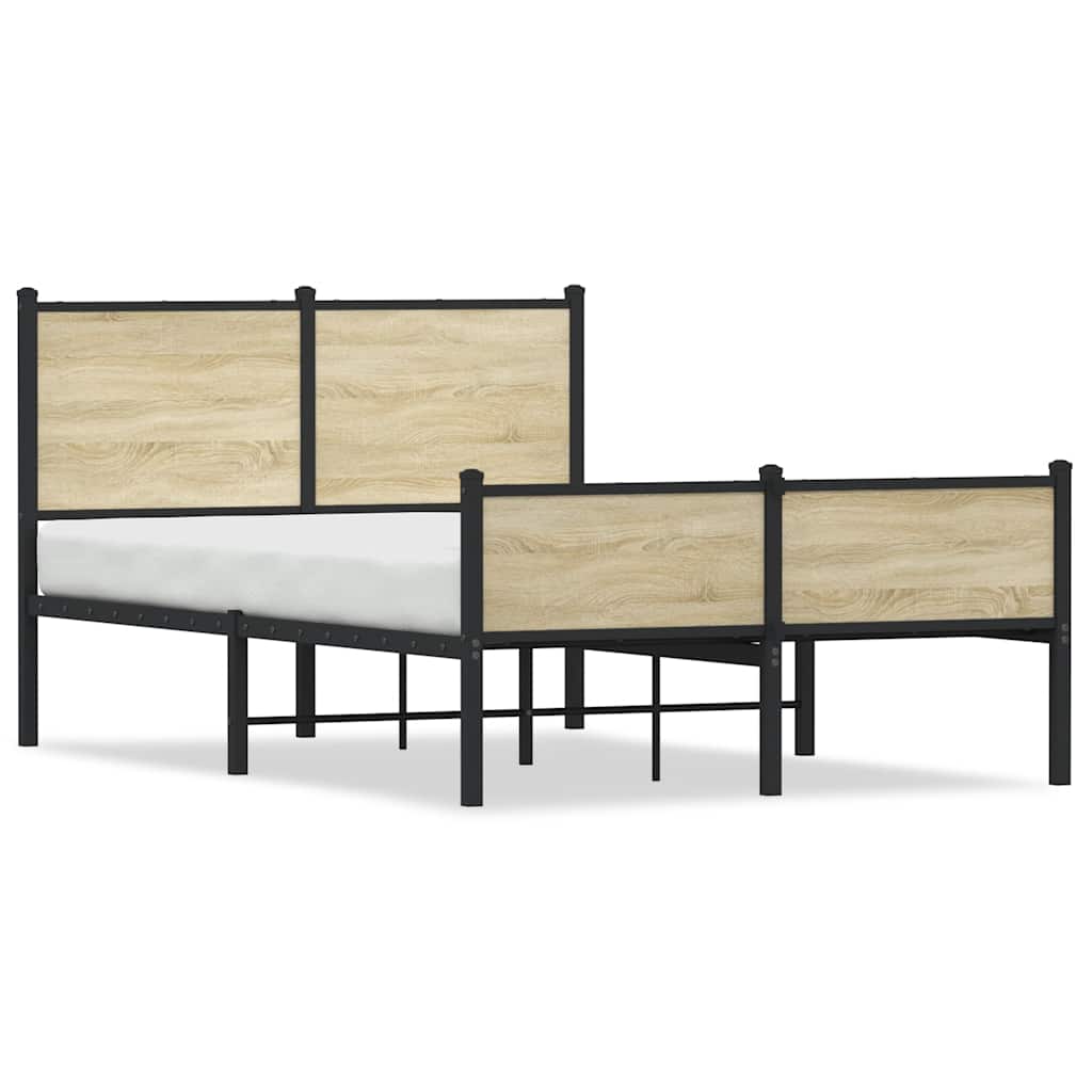 Metal Bed Frame without Mattress Sonoma Oak Finish 120x200 cm