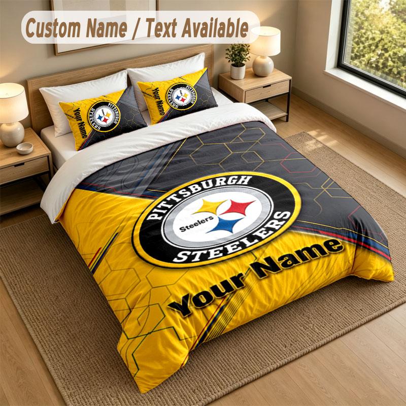 Bedding Set 1 Duvet Cover 2 Pillowcases Pittsburgh Steelers Print Soft Bed Linen Bedroom Decor