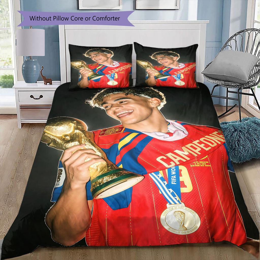 Biancheria da letto con motivo Lamine Yamal Decorazione per la casa Regalo di compleanno ( 1 copripiumino + 2 federe, senza imbottitura),merchandising per fan.