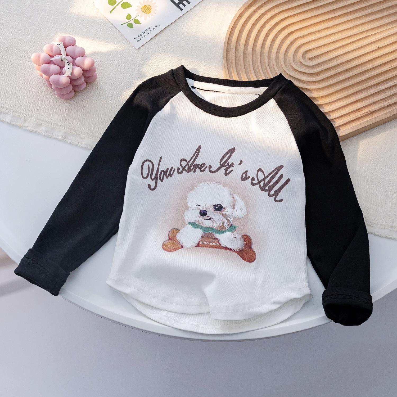 

Детская рубашка с длинными рукавами и принтом в виде костей собаки, топы, футболка, детская футболка для детей старше 3 лет