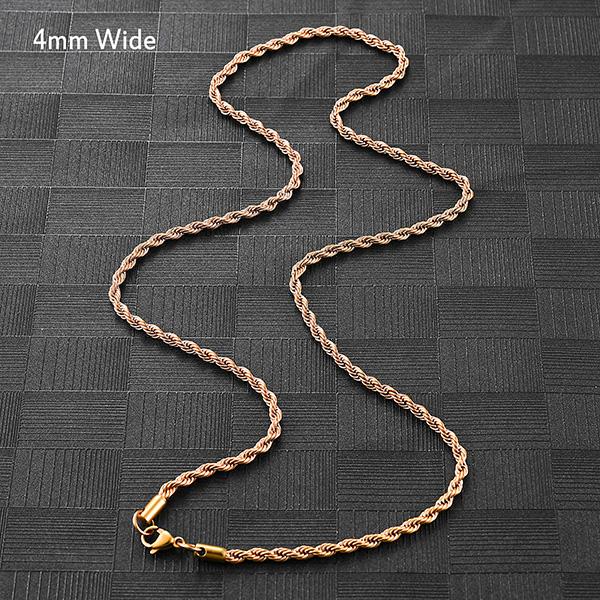 5 Colors Stainless Steel Twist Rope Chain Necklace for Women Men Black/Silver/Gold Color Plated Choker Metal Fashion Jewelry