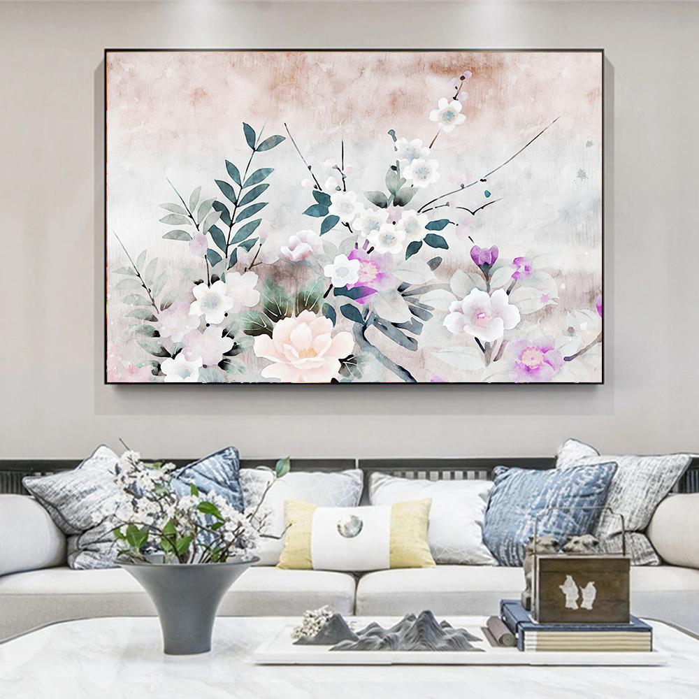 Watercolor Meadow Wildflowers Poster Canvas Painting Beautiful Watercolor Rose Flower Wall Art Picture Office Home Decor