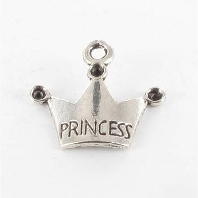 Metallanhänger Krone Silberfarben (Packung mit 10)