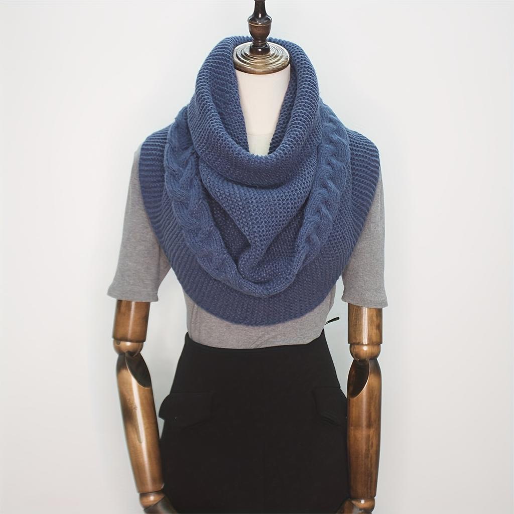 Women'S Elegant Loose-Fit Cable- Sweater Scarf - Soft Warm Winter Shawl, Solid Color Versatile Neck Wrap for Casual Outings