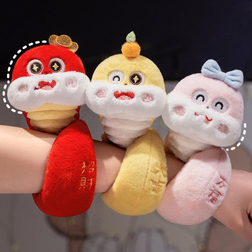 Wrist Style Snake Slap Snap Doll Toy Mascots New Year Plush Hand Ring Children
