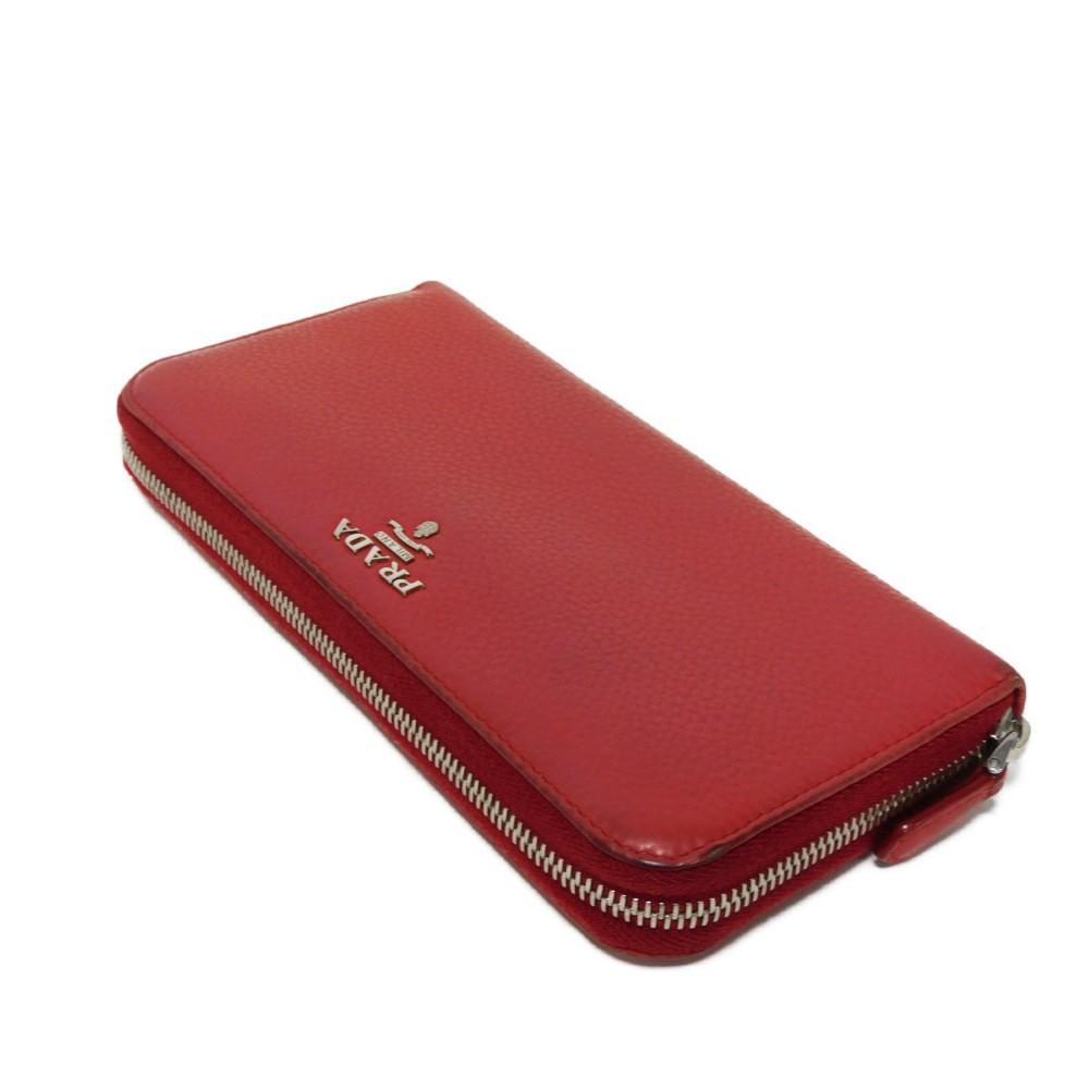Used 11569 Vitello Phoenix Zip Around Wallet 1ML506 2E8V F001 7940 Red Zip Around Logo Metal Rosso Unisex from Japan