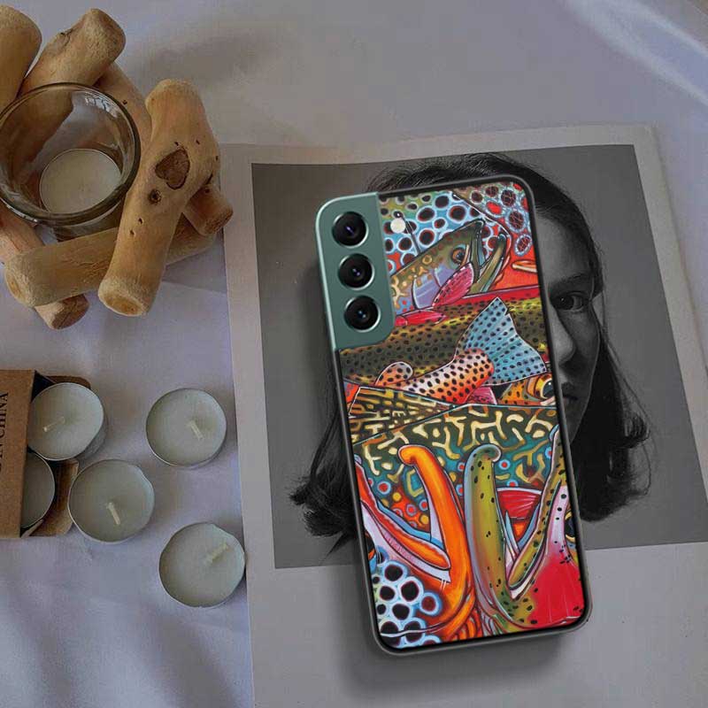 Brown Trout Fly Fishing Phone For Samsung Galaxy S24 S22 Ultra S21 Plus S20 S23 FE Case S10 S10E S9 S8 S7 Edge Cover Silicone So