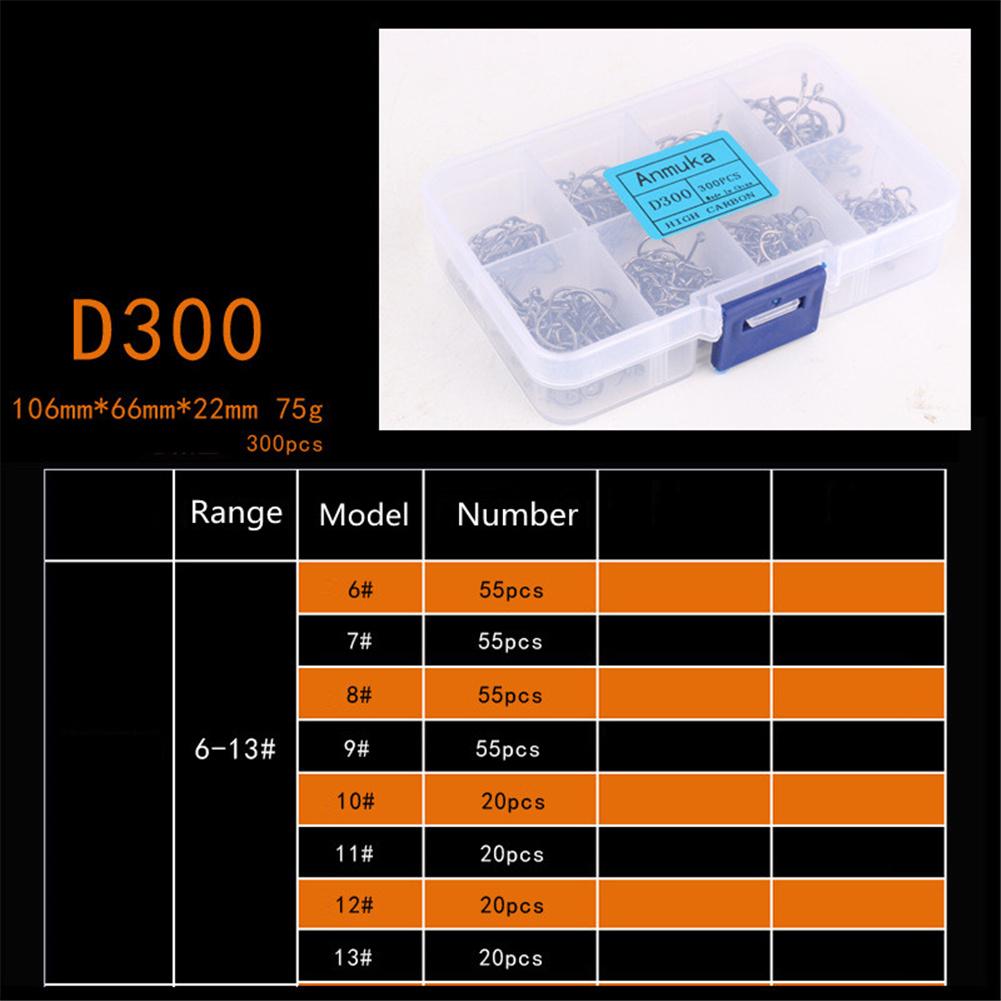 300Pcs/Box ISEAMA Fish Hooks3-16# High Carbon Steel with Circle Hook Mixed