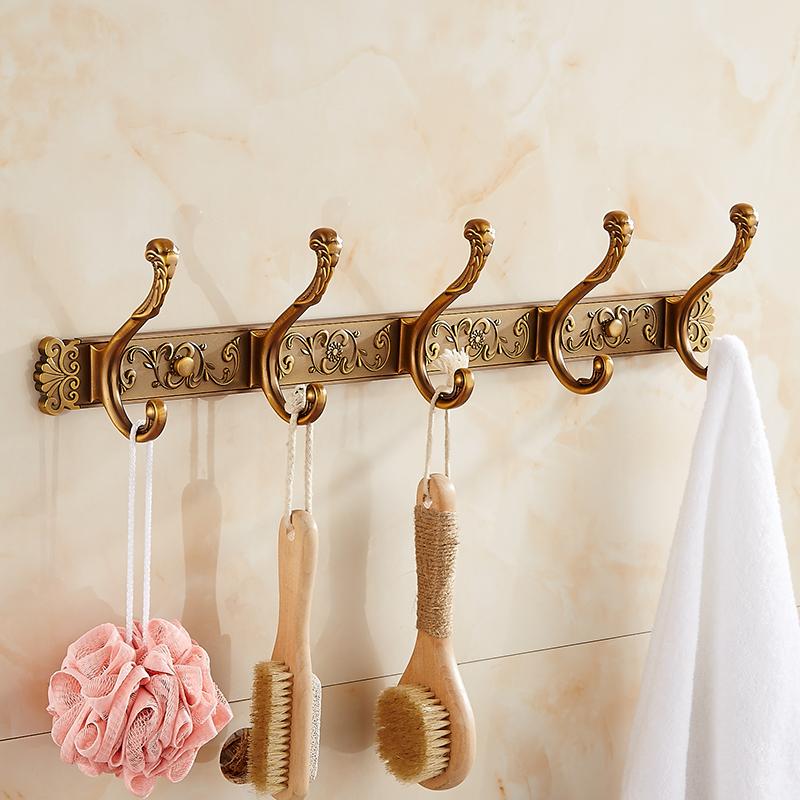 Tuqiu Antique Bronze Robe Hook Clothes Hook Carved Towel Hanger Aluminum Bathroom Hardware Kitchen Hook Bathroom Accessories