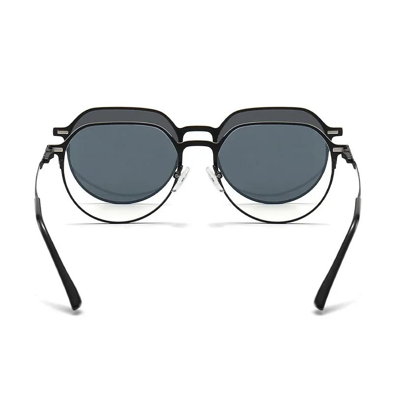 3 In 1 Sunglasses Men Magnetic Clip On Glasses Metal Frame Optical Prescription Eyeglass Magnet Eyeglasses Clips